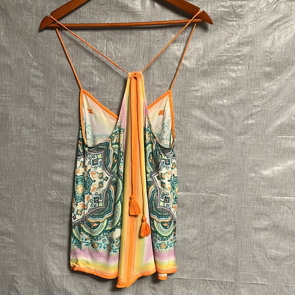 FARM Rio Orange & Teal Paisley Silk Tank Top - Picture 2 of 9